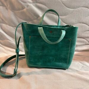 Portland Leather Mini Crossbody Tote in Turquoise